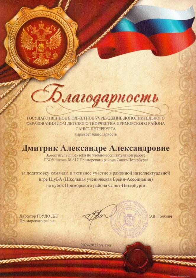 2024-2025 Дмитрик А.А. (Благодарность ШуБА)